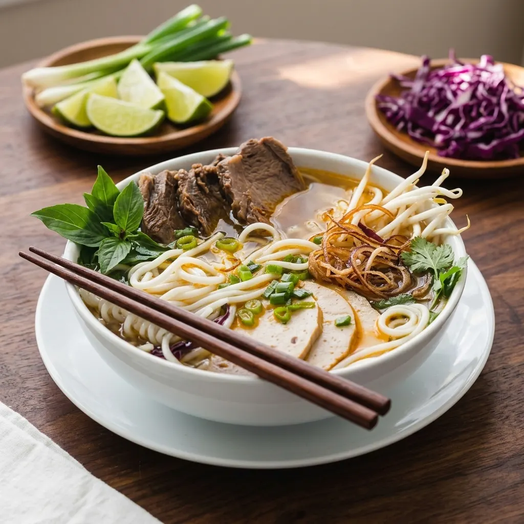 Bún Bò Huế - Spicy Vietnamese beef noodle soup at Phuong Nam Restaurant in Winnipeg, MB