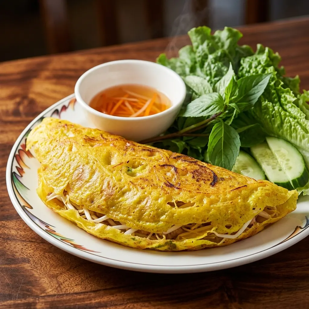 Bánh Xèo — Vietnamese Crepe with shrimp and pork at Phuong Nam Restaurant, Winnipeg