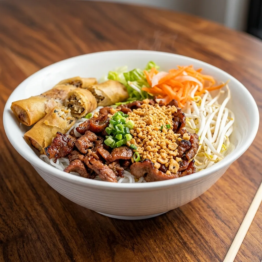 Vermicelli with Charbroiled Pork and Spring Rolls at Phuong Nam Restaurant, Winnipeg
